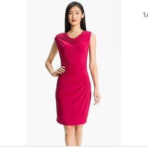 Fuscia ruched cocktail dress